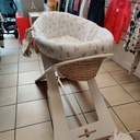 Couffin en fibres naturelles + support en bois blanc + 2 habillages complets (noukie's et Nobodinoz)