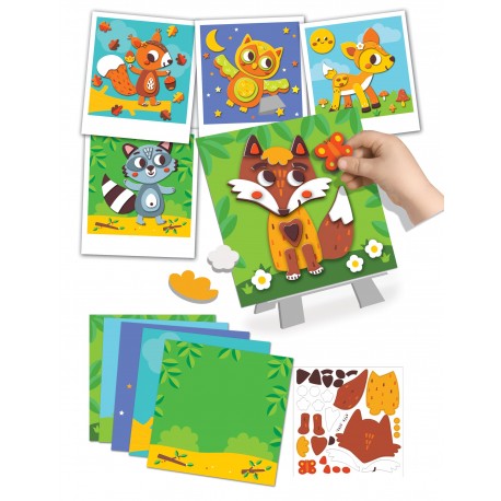 Coffret créatif portraits en relief  - Créa Lign -  Animaux de la forêt ( 24,5 x 24,5 x 4,5 cm )   