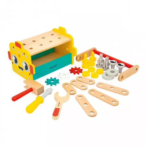 Jouet pour enfants de 3 ans - Janod - Caisse à outils en bois 