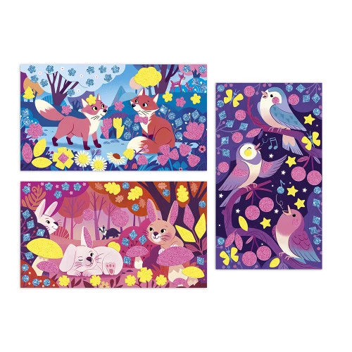  Kit Créatif - Janod - Stickers Mousse Sables Fluo Amis de la Forêt
