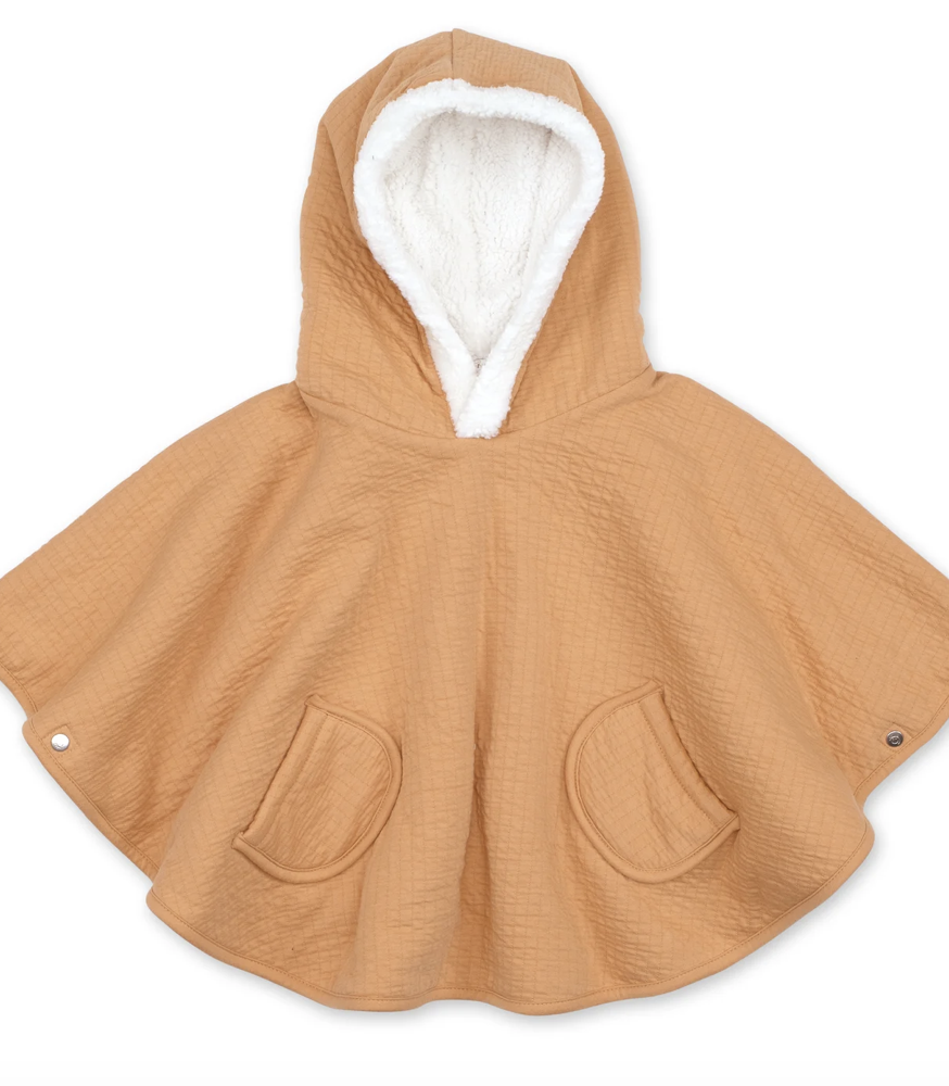 Poncho de voyage -Bemini - 9-36m biscuit tetra jersey + teddy