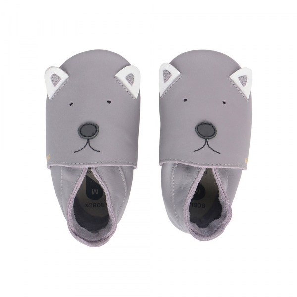 Chaussons en cuir - BOBUX - S (3-9 mois) Soft Sole Woof Gull Grey