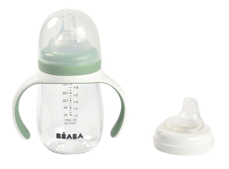 biberon d'apprentissage 2 en 1 - Beaba - 210 ml sage green 