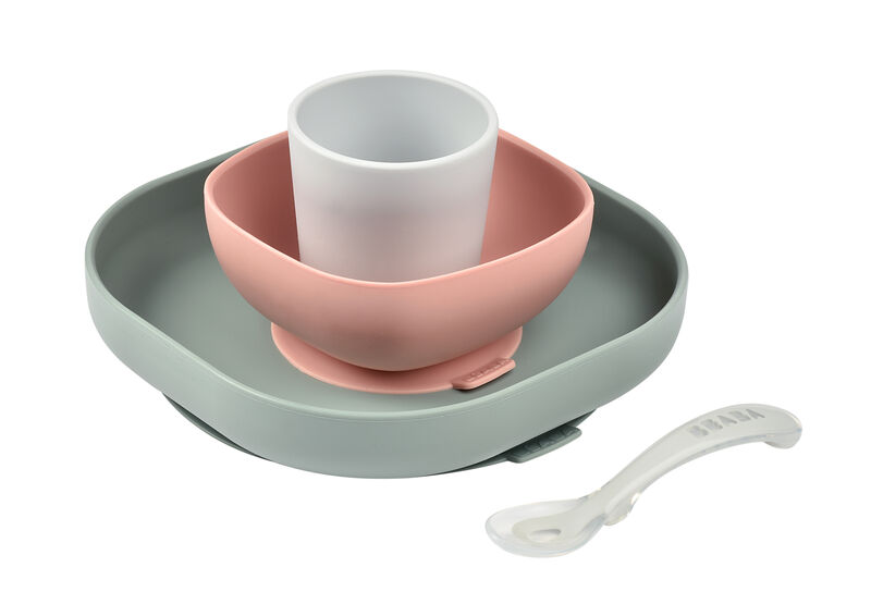 Coffret repas silicone - Beaba - eucalyptus