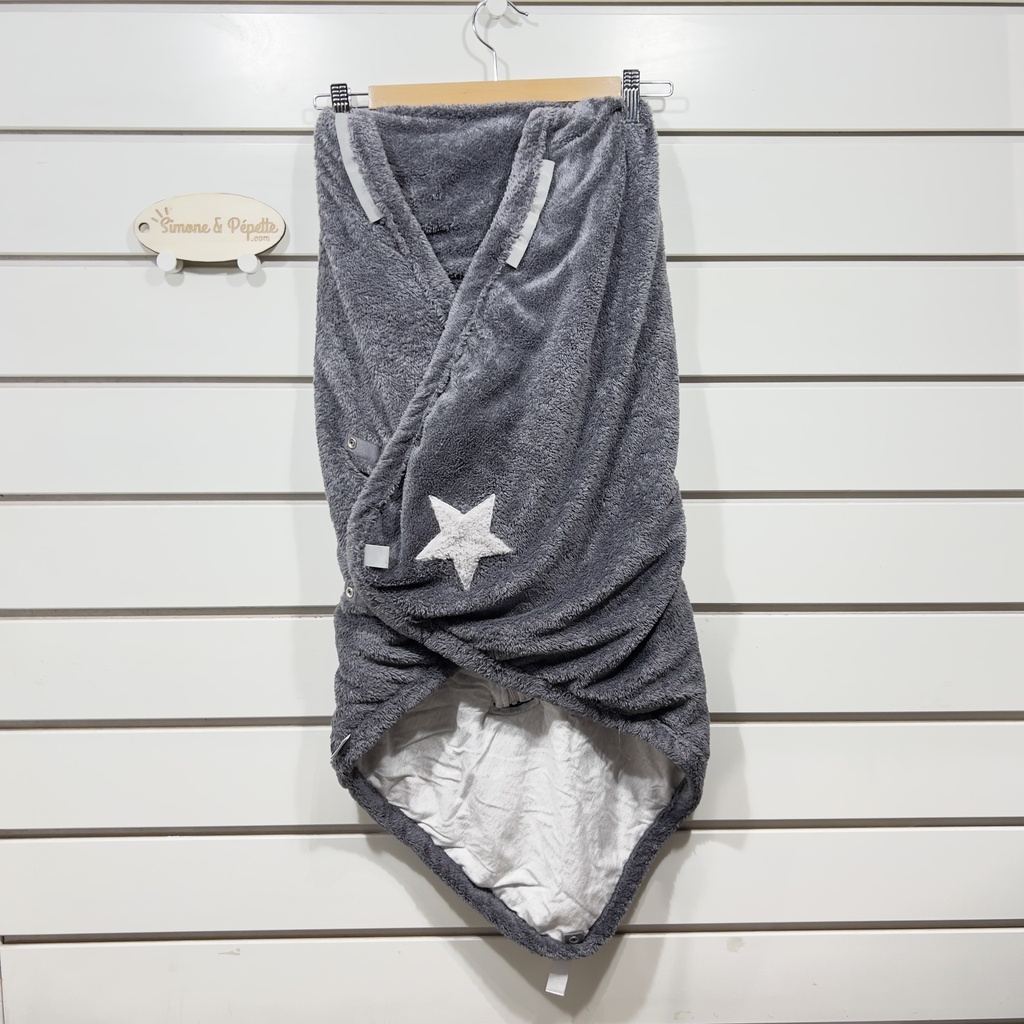 [B00624] Couverture enveloppante - Bemini - Biside 0/12 mois gris étoiles