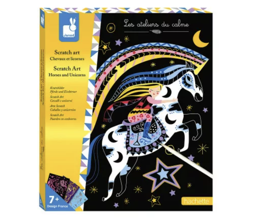 [3700217378950] Kit créatif - Janod - Scratch art chevaux et licornes