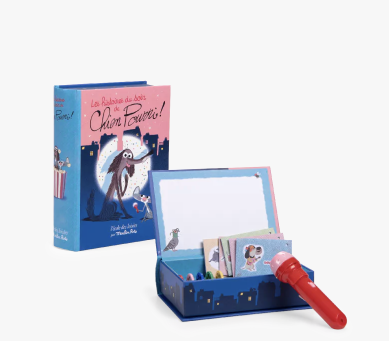 [3575678943777] Coffret/livre lampe à histoires - Moulin Roty - Chien Pourri