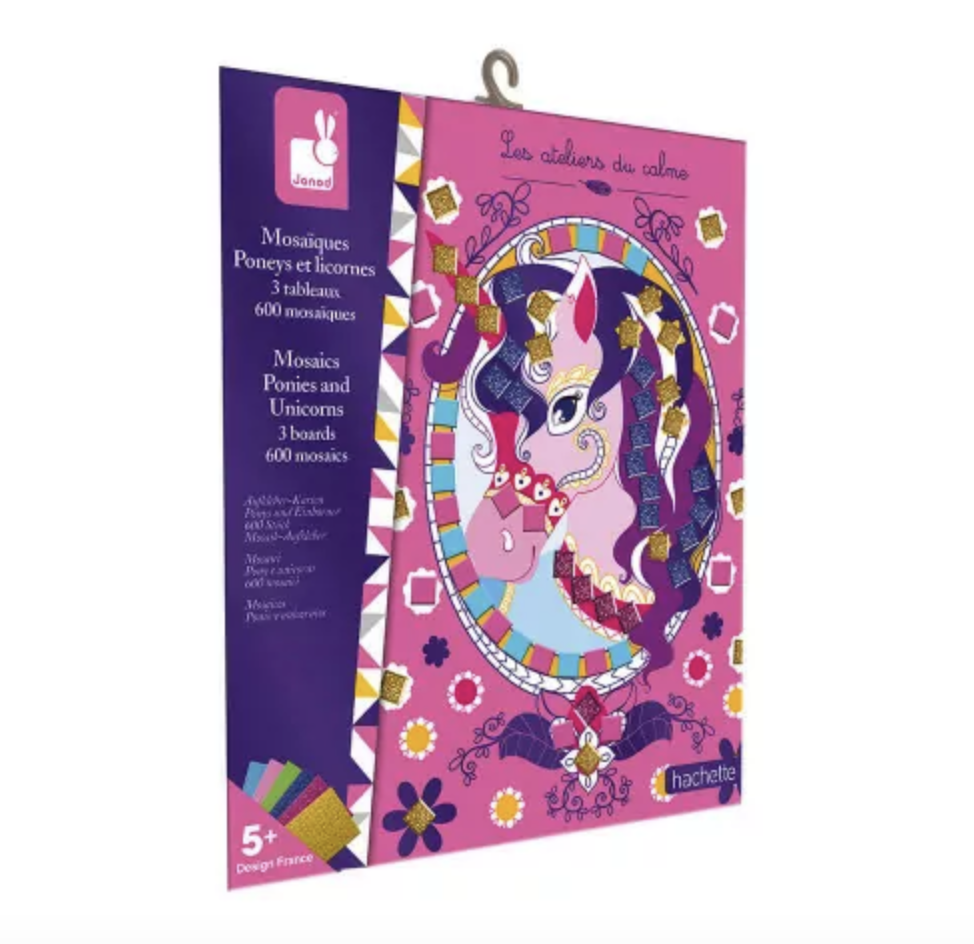 [3700217379575] Set créatif - Janod - Mosaïques poneys et licornes