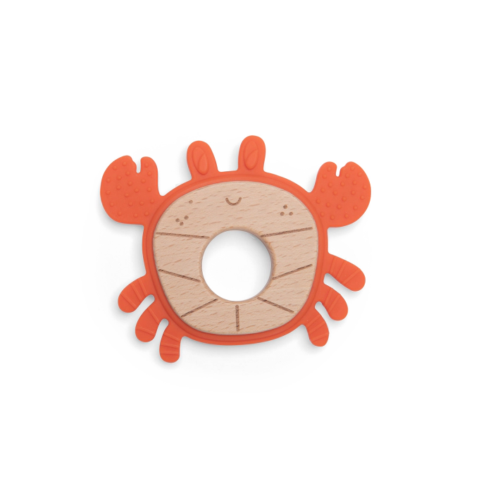 Anneau de dentition en bois/silicone - Moulin Roty -  Crabe