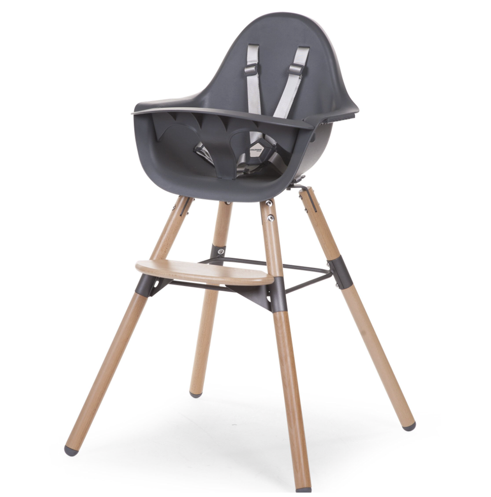 Chaise haute réglable en hauteur - Childhome - Evolu naturel anthracite