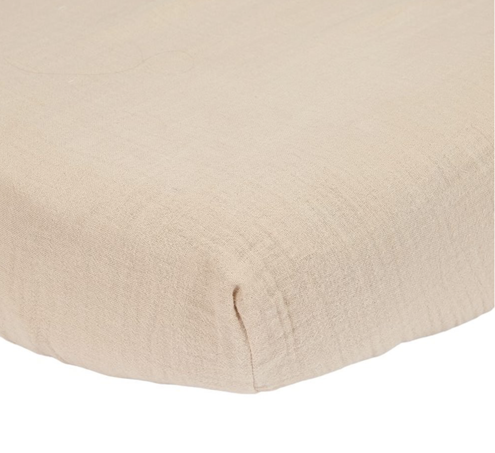 Drap housse lit 60x120 - Little Dutch -  mousseline beige