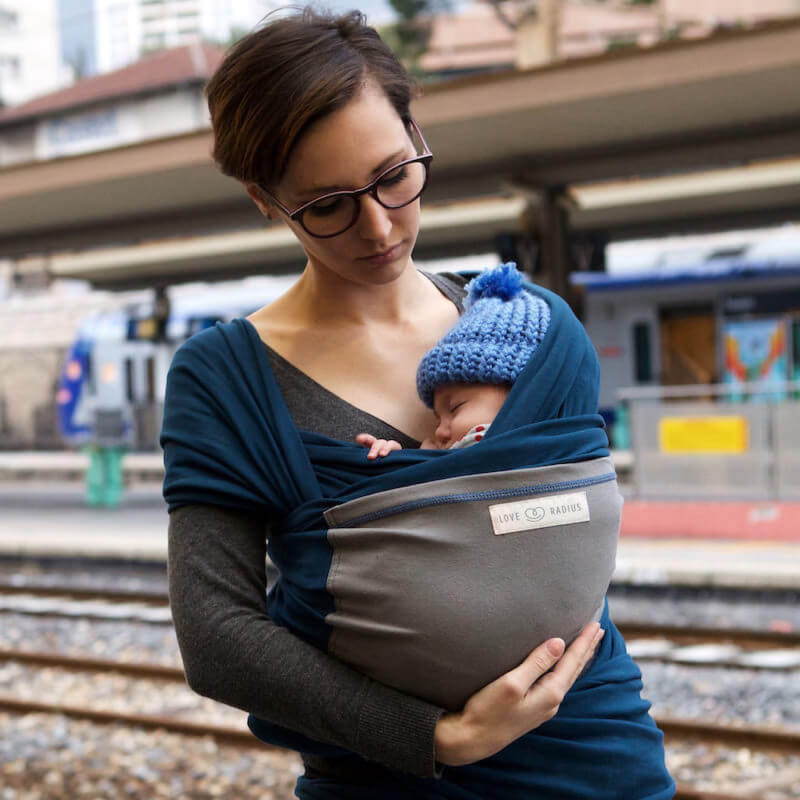 Echarpe de portage - Love Radius - L'originale JPMBB Bleu paon/éléphant