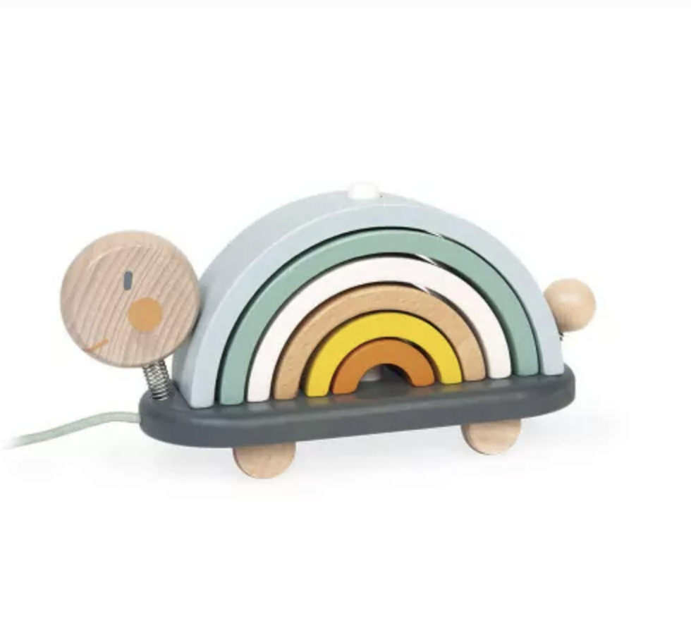 Jouet à tirer - Janod - Tortue arc-en-ciel