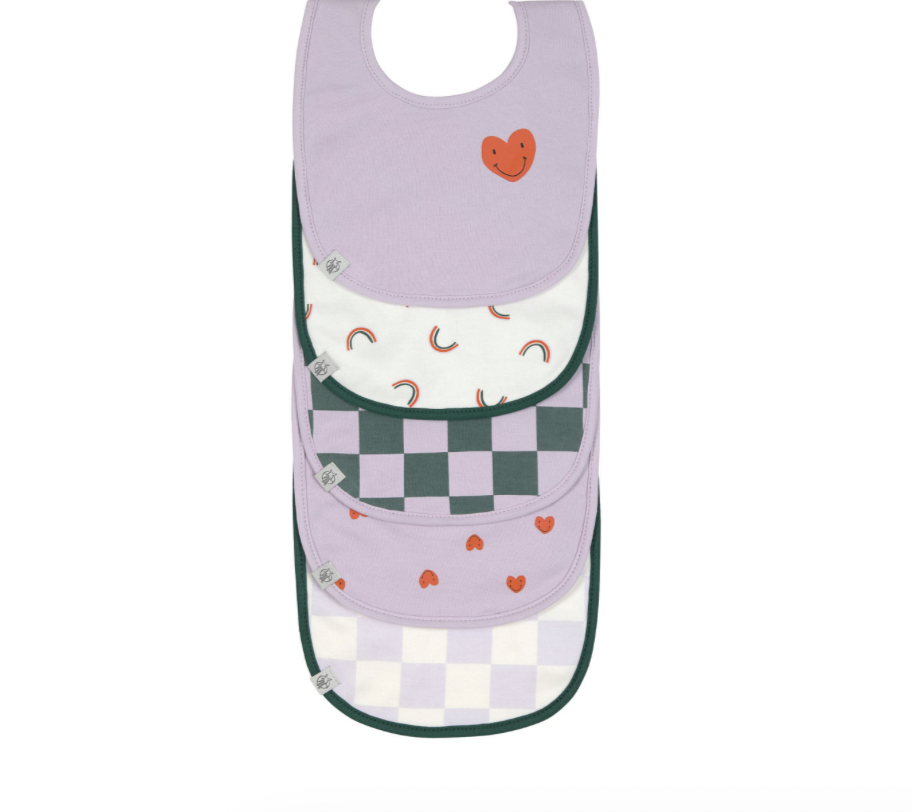 Bavoirs imperméables (lot de 5) - Lässig -  Happy Rascals Heart Lavender