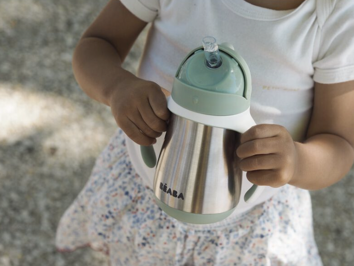 Tasse paille inox - Beaba - 250 ml sauge