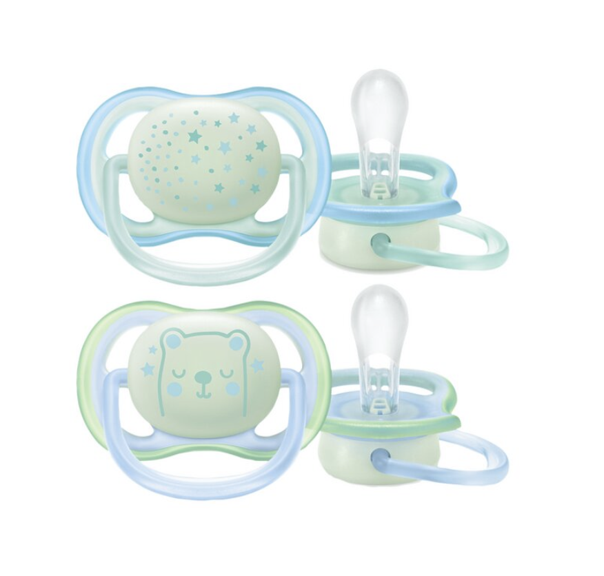 Sucettes 0+ - Avent - Ultra air night bleu/vert