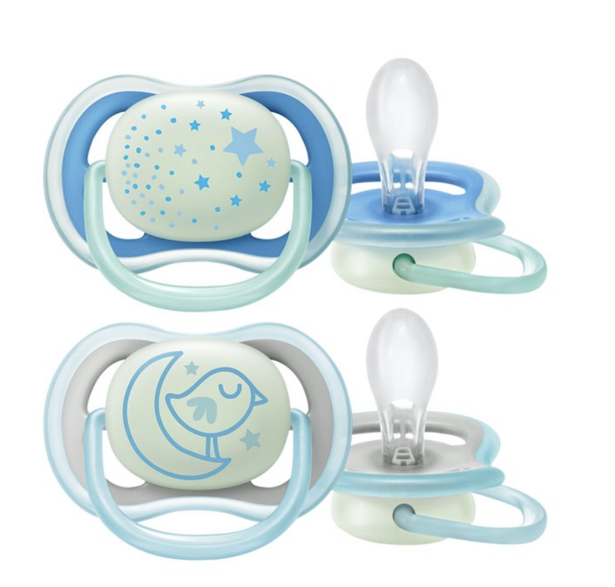 Sucettes 6+ - Avent - Ultra air night bleu/vert