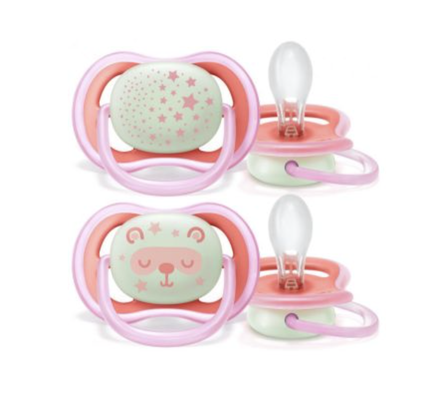 Sucettes 6+ - Avent - Ultra air night rose/mauve