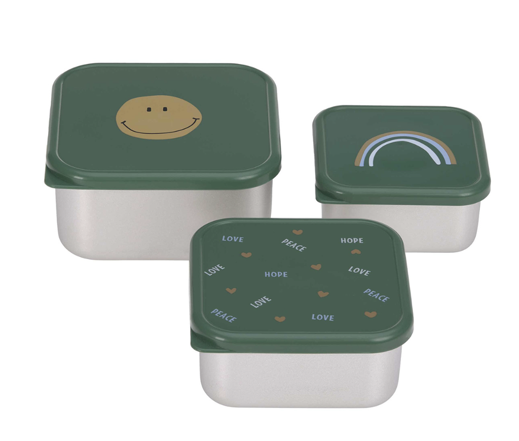 Lot de 3 boîtes à gouter - Lässig - Smile green