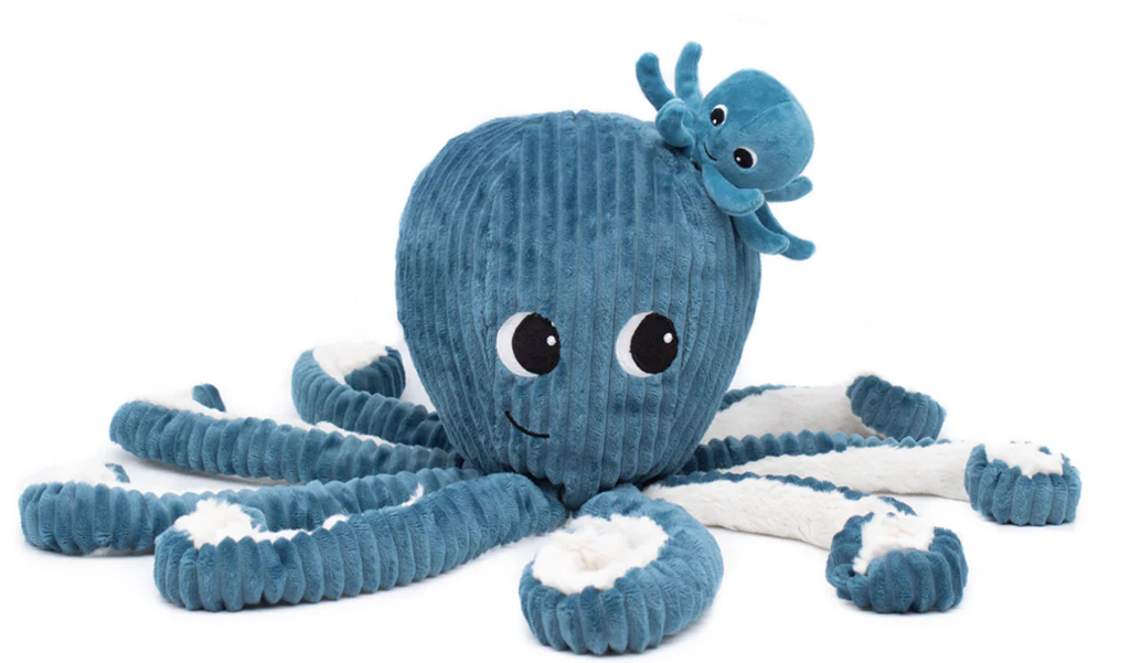 Peluche - Déglingos - Pieuvre Filou et son bébé Bleu 45cm