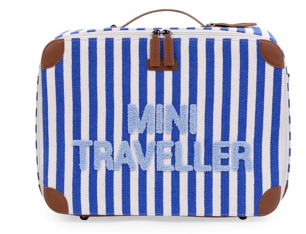 Valise pour enfant - Childhome - Mini Traveller rayures bleu
