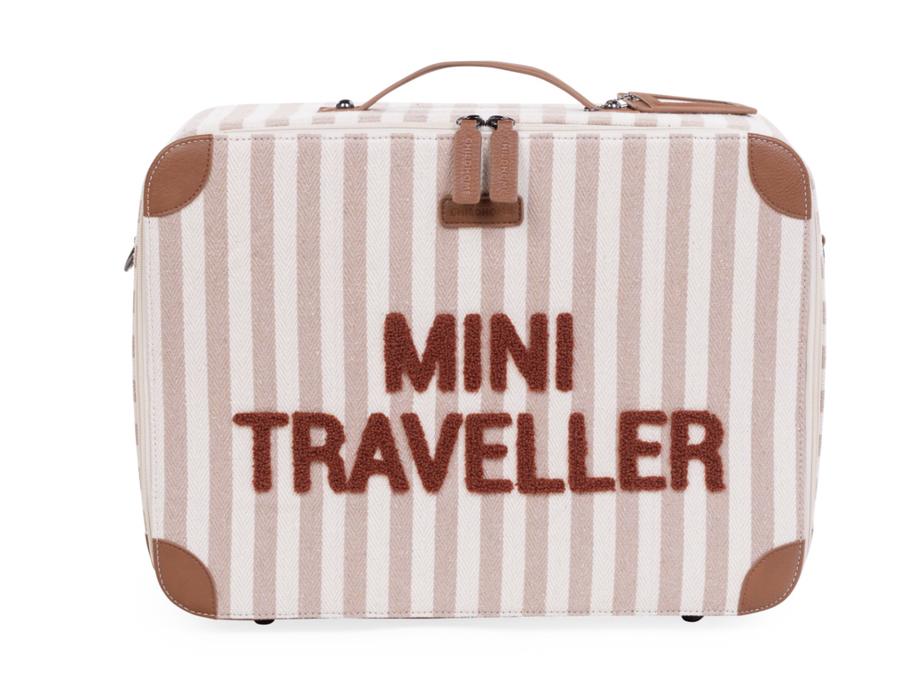 Valise pour enfant - Childhome - Mini Traveller rayures nude/terracotta