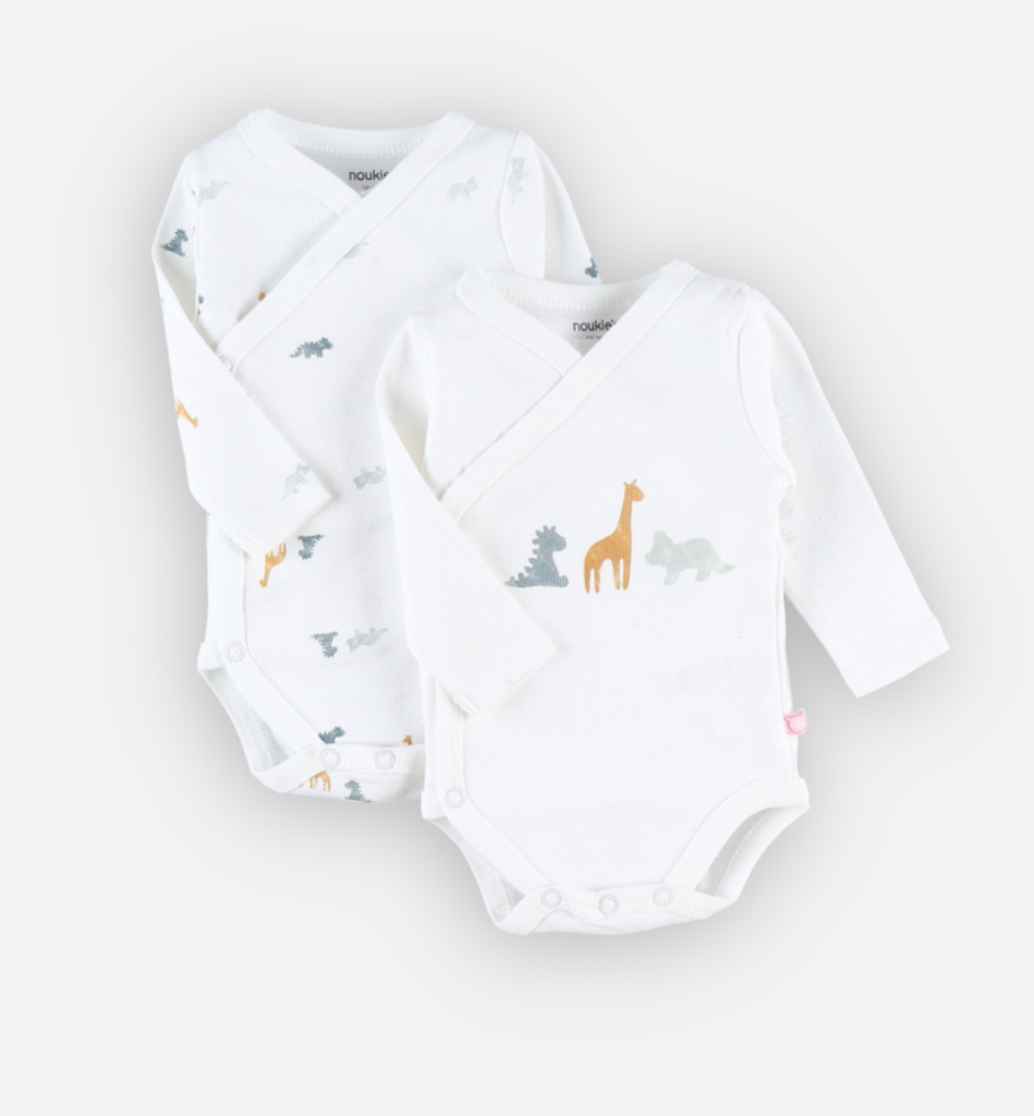 Set de 2 bodys croisés - noukie's - Coton bio 1 mois