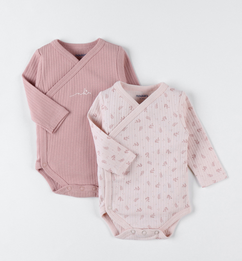 Set de 2 bodys croisés - noukie's - Coton bio 1 mois