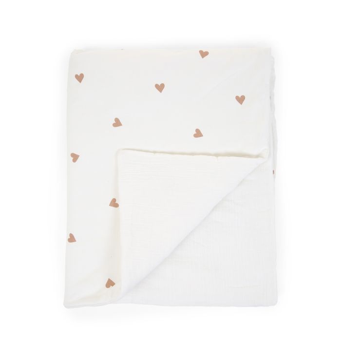 Couverture - Childhome  80X100 cm Jersey + Mousseline -Heart
