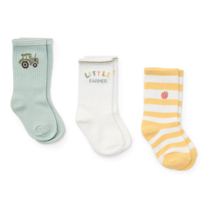 Chaussettes - Little Dutch - Lots de 3 paires Chaussettes  Farm Green / Honey Stripes / Little Farmer - 3-4 ans 