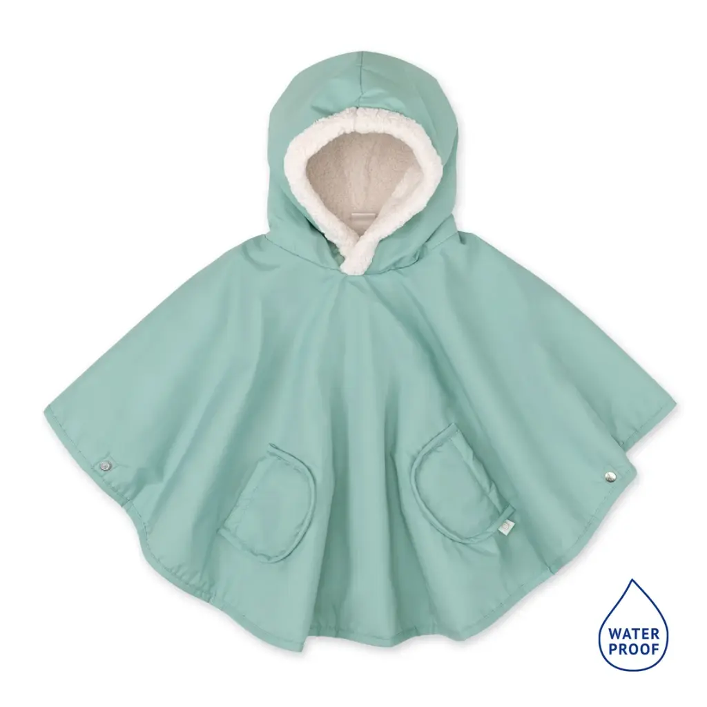 Poncho de voyage -Bemini - 9-36m Sauge WATERPROOF + TEDDY
