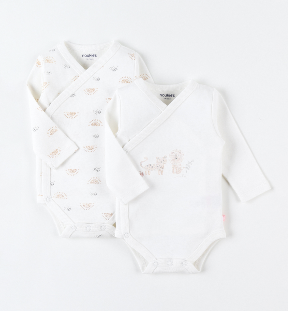 Set de 2 bodys croisés - noukie's - Coton bio 1 mois 