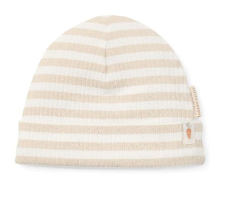 Bonnet bébé - Little Dutch - Stripe Sand/White 0/3 mois