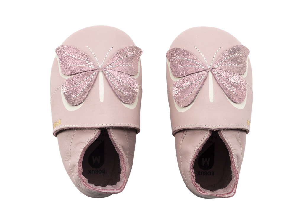 Chaussons en cuir - BOBUX - Soft Sole Glitter Wings Blossom Taille S 