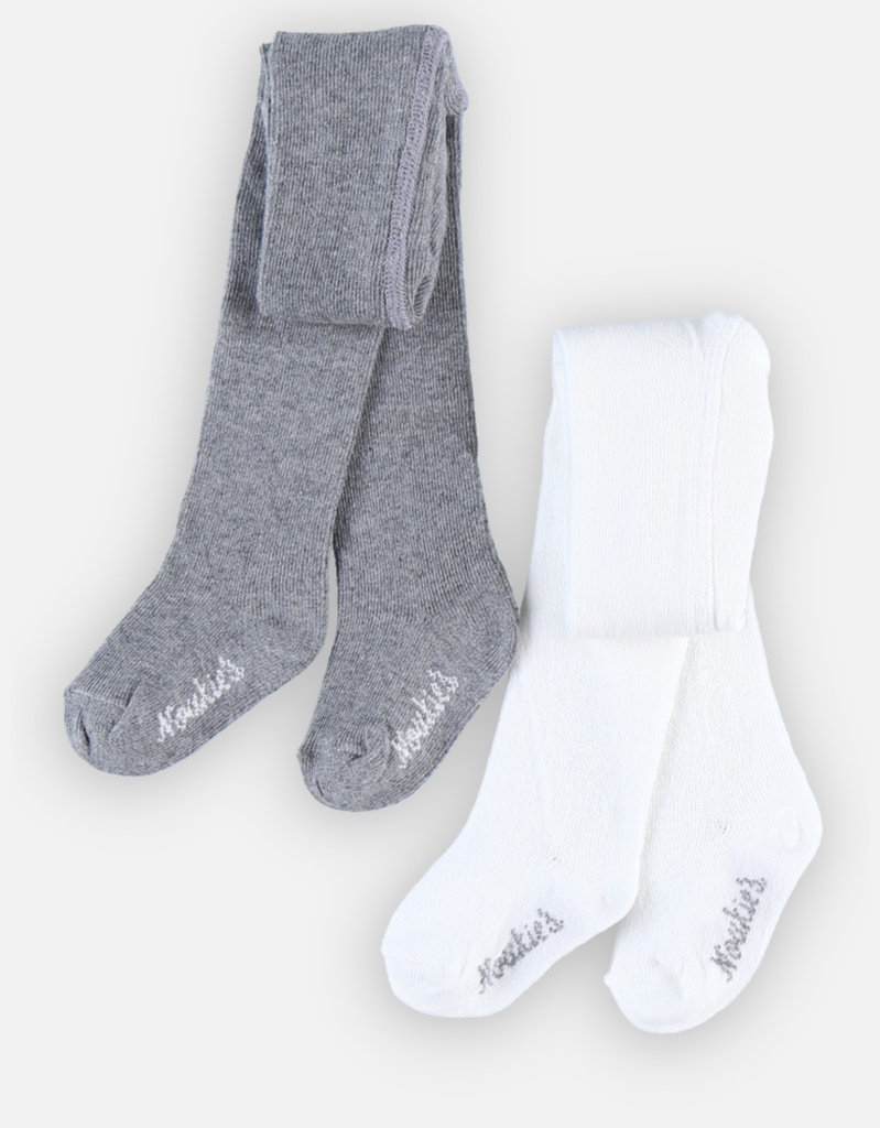 Set de 2 collants - noukie's -  blanc/gris  3/6 mois (18)     