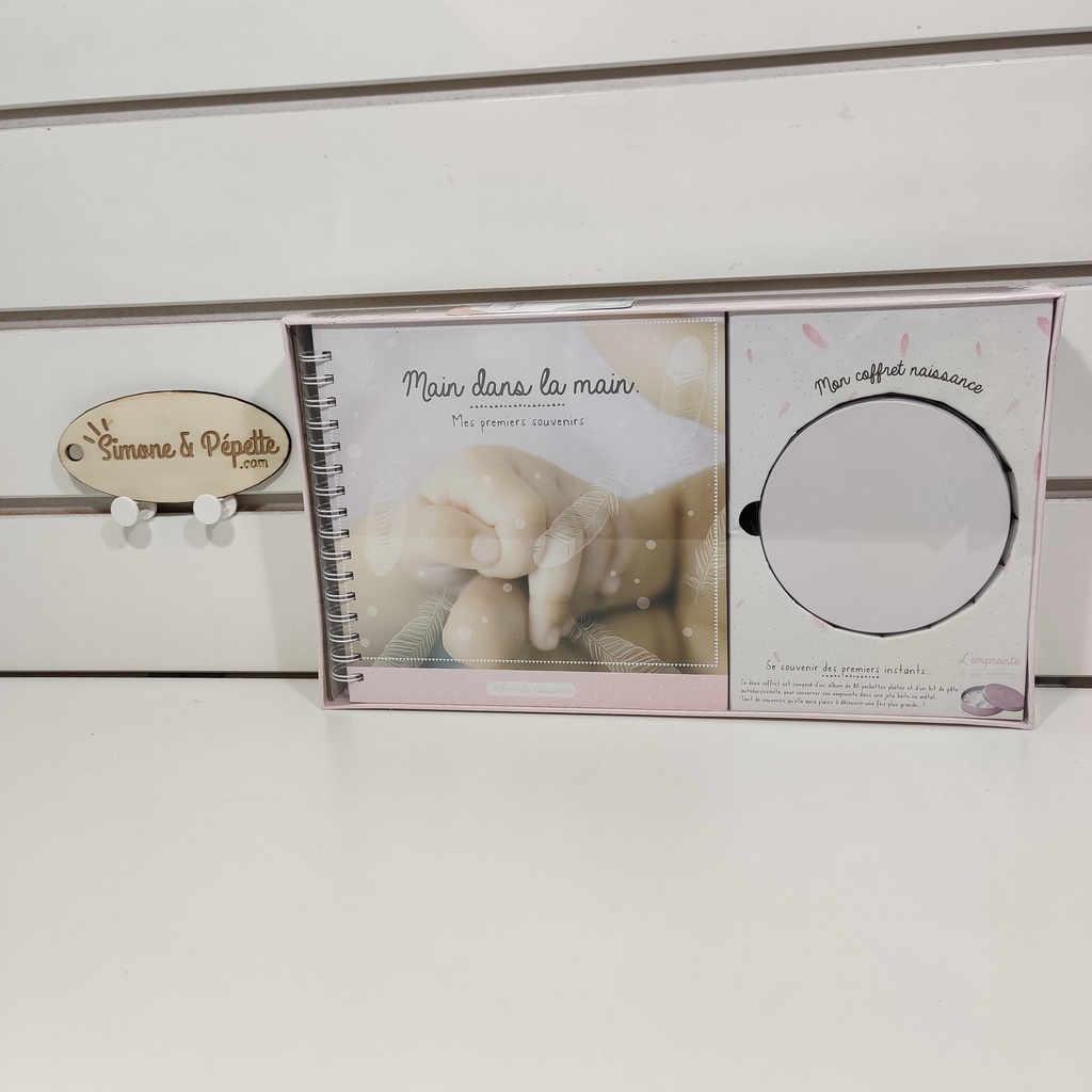 Coffret naissance avec empreinte - main dans la main 