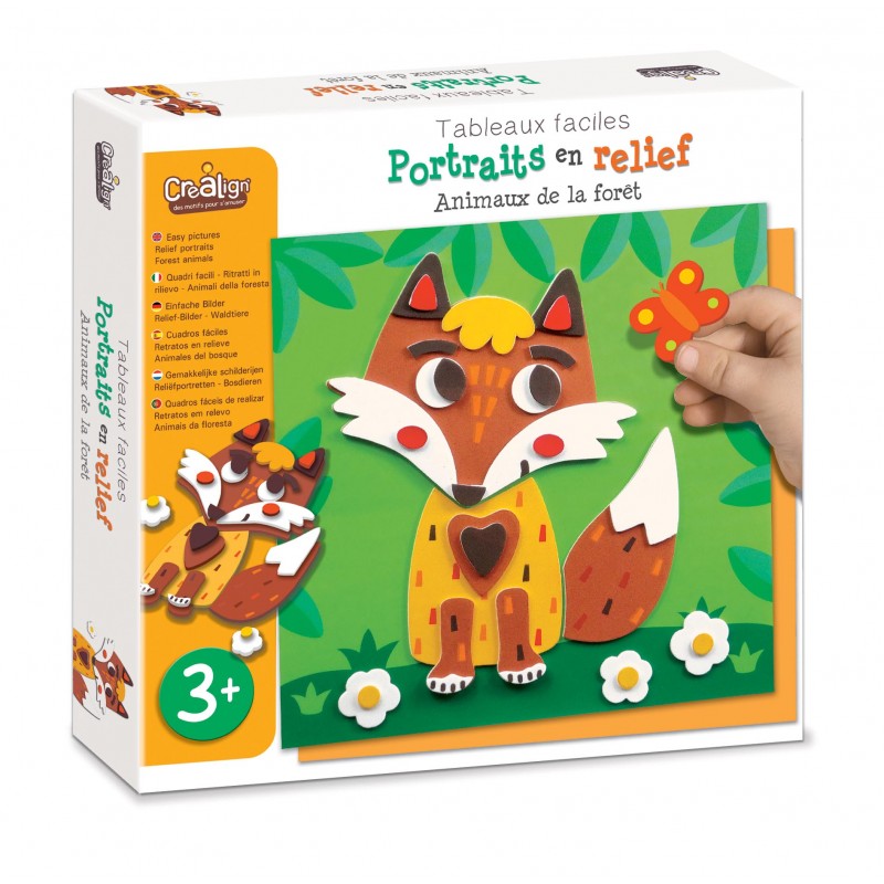 Coffret créatif portraits en relief  - Créa Lign -  Animaux de la forêt ( 24,5 x 24,5 x 4,5 cm )   