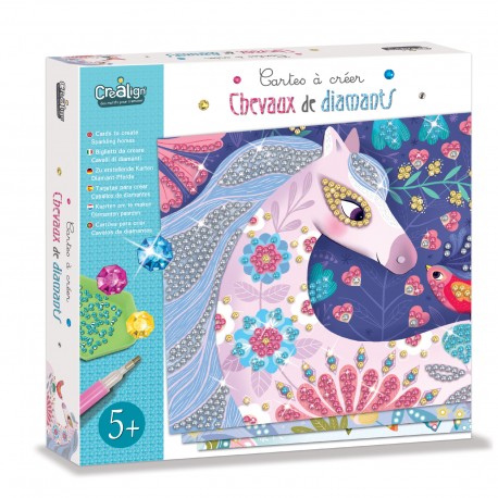 Cartes à crée  - Créa Lign -  Chevaux de diamants  ( 24,5 x 24,5 x 4,5 cm )     