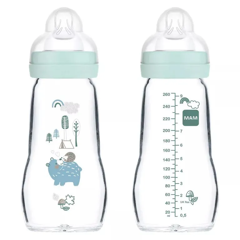 Biberon - MAM - Feel Good en verre mat bleu