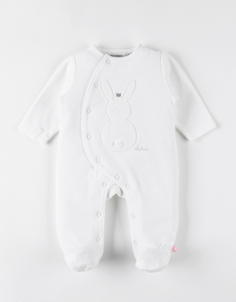 Pyjama en velours - noukie's - lapin, écru 3 mois   