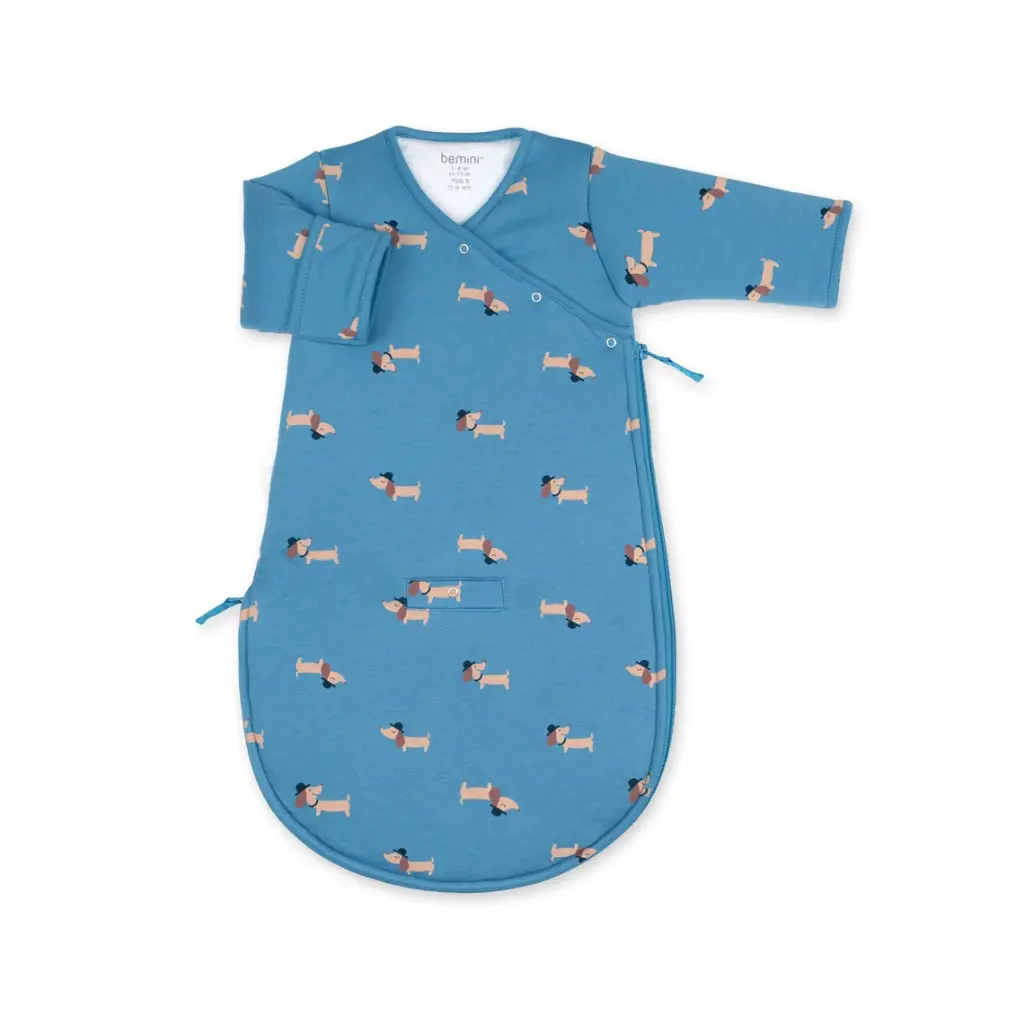 Gigoteuse Magic Bag - Bemini -  1-4m print wouff Turquoise pady jersey+ jersey tog 3