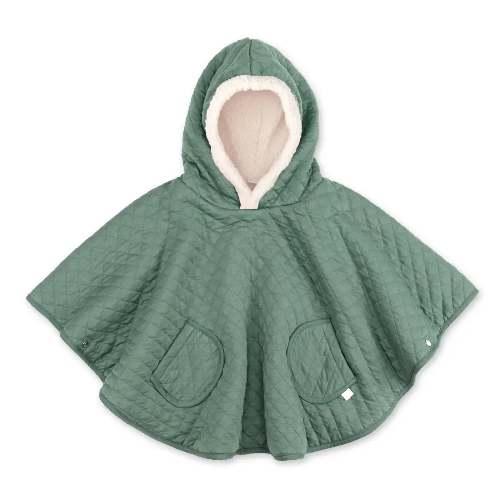 Poncho de voyage - Bemini -9-36m Green pady quilted + teddy  