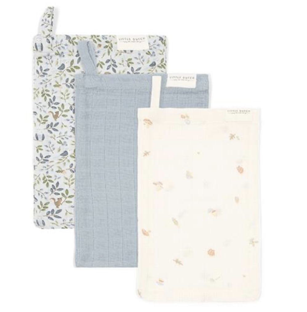 Lot de 3 gants de toilette tétras - Little dutch - Forest friends 