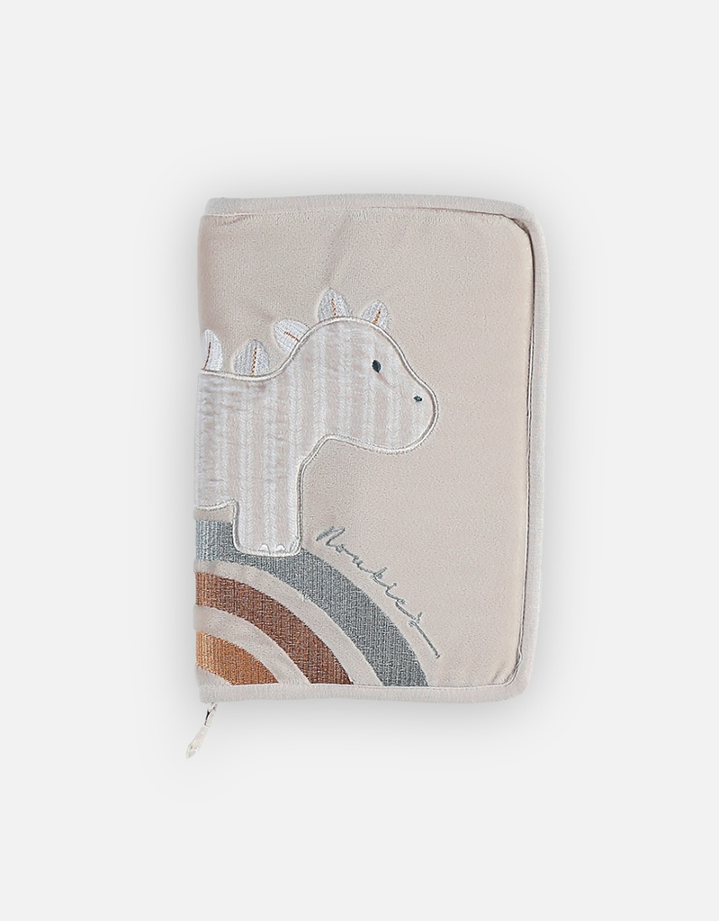 Protège carnet de santé - noukie's - Dino en veloudoux, beige 