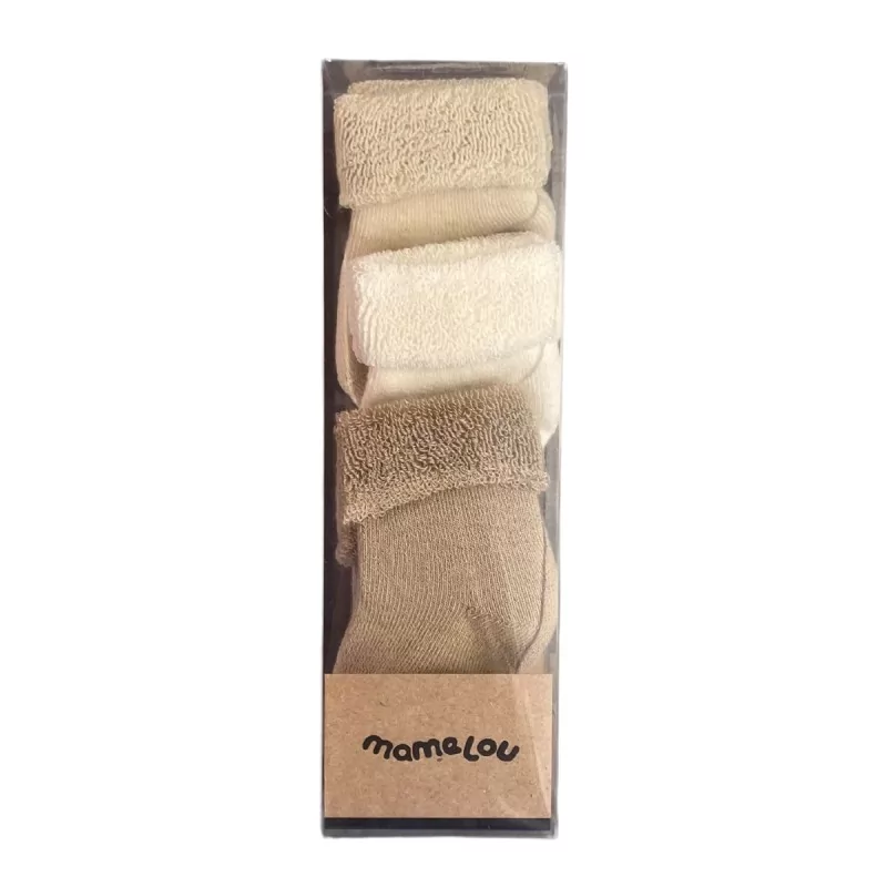 [8432377531924] Lot de 3 Chaussettes - Mamelou - Croissant/ivory/natural 