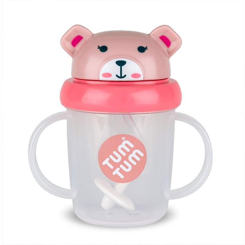 Tasse d’apprentissage avec paille lestée - Tum Tum - Ourson rose