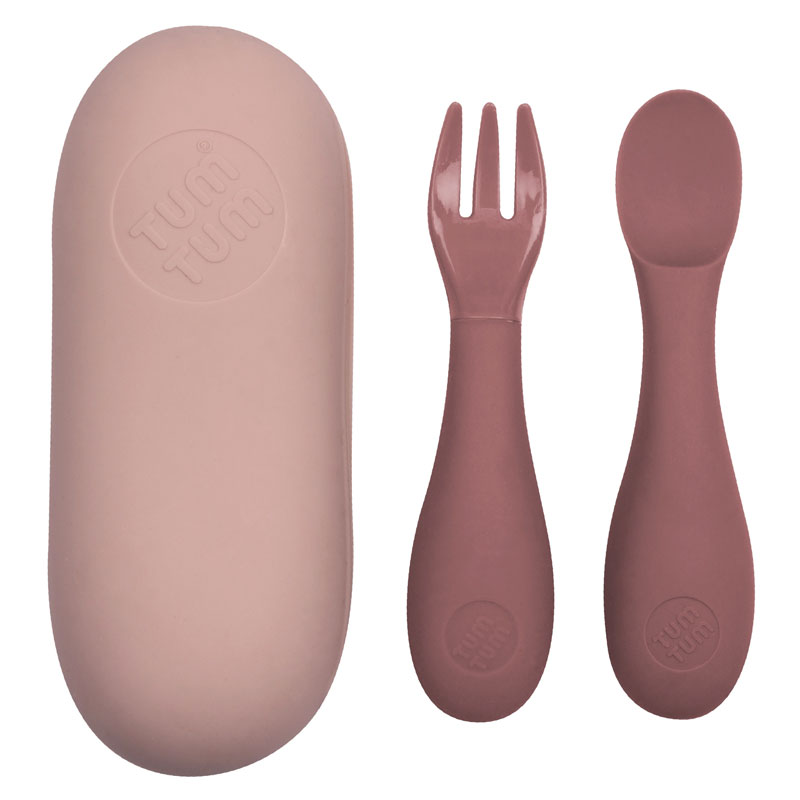 Set de couverts en silicone - Tum Tum - Rose