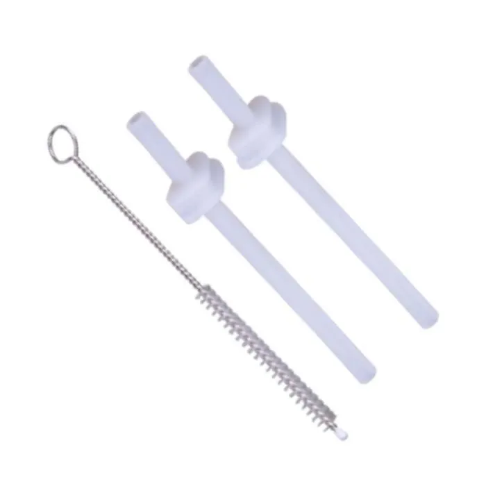 Lot de 2 pailles en silicone + 1 brosse - Tum Tum 