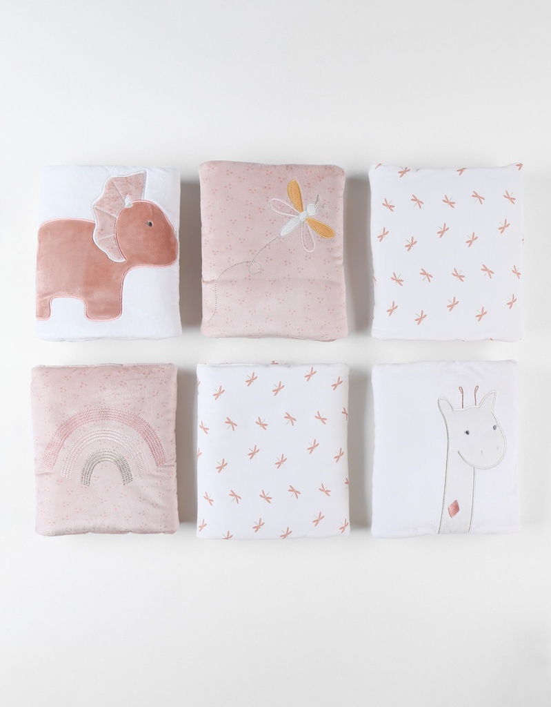 Protèges barreaux pour lits et parcs - noukie's - écru/rose poudré