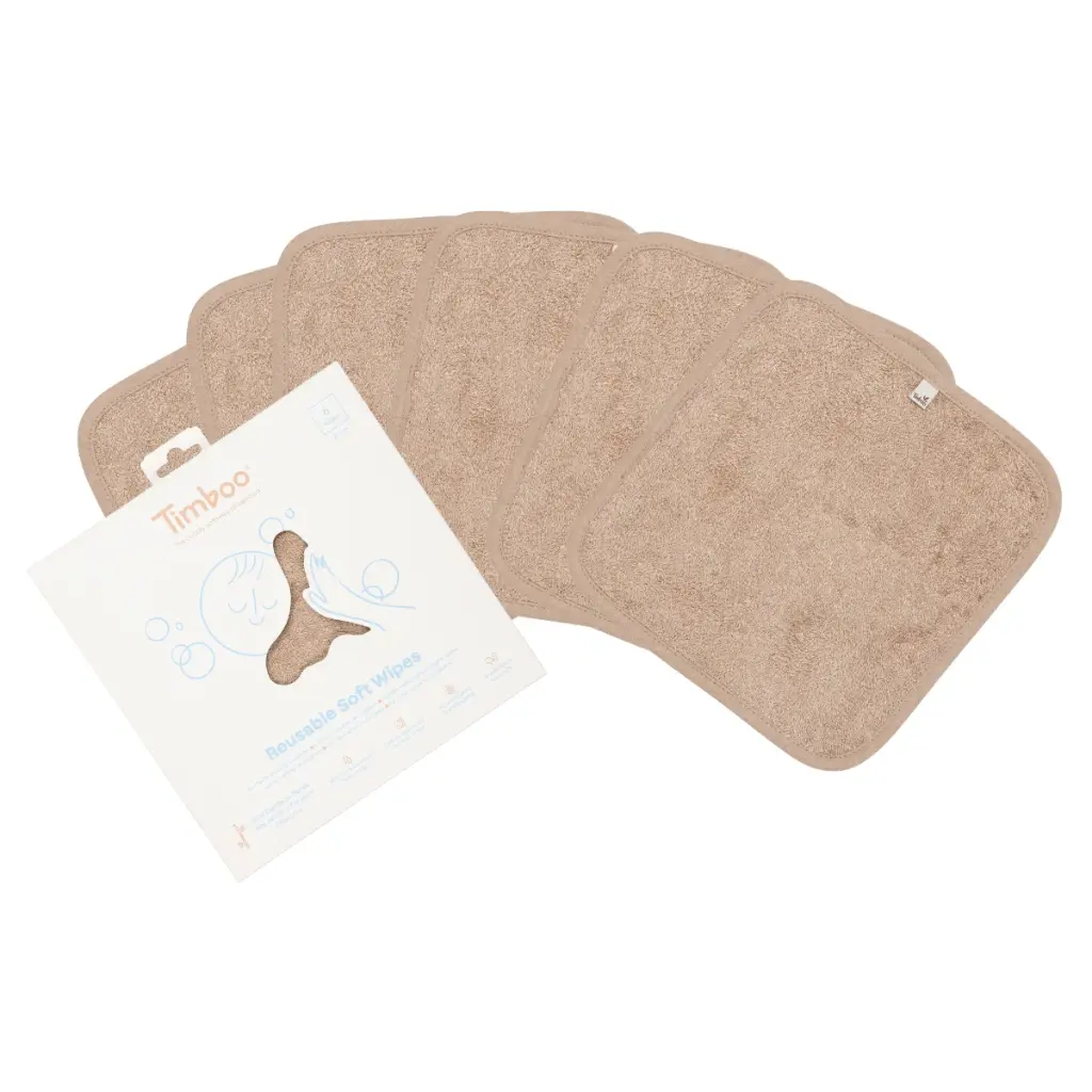 [5414546081716] Lingettes réutilisables (6 lingettes) - Timboo - Savannah sand